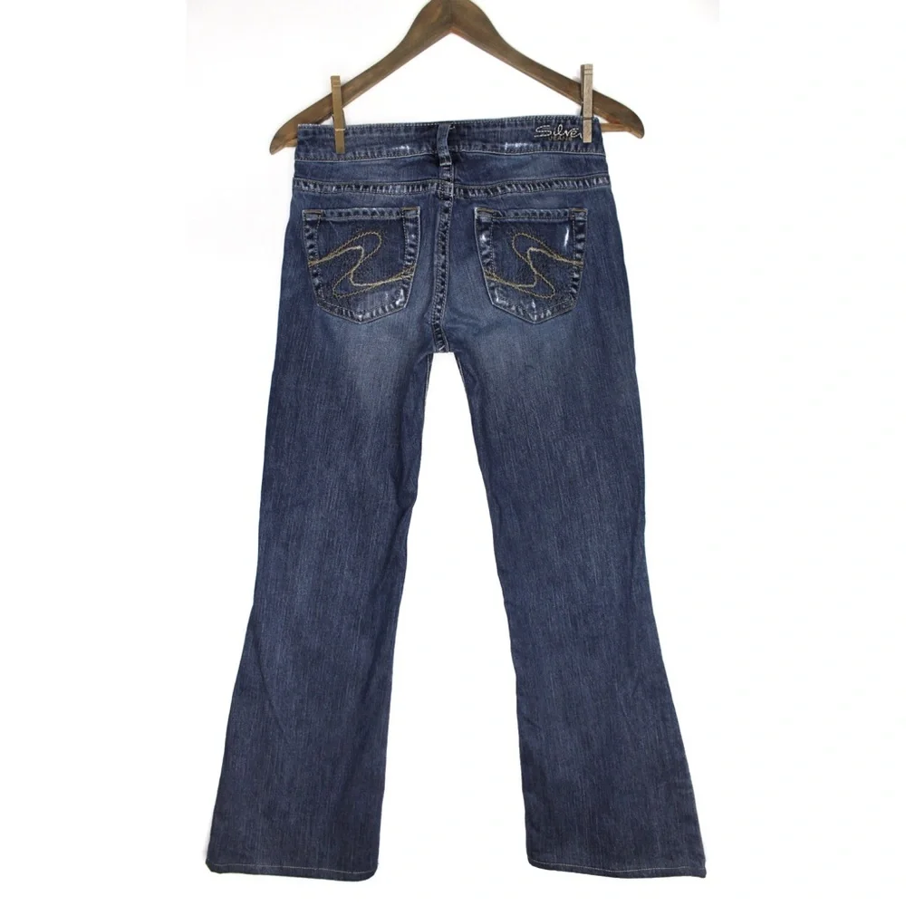 Silver Jeans Distressed Flare Hemmed Cuff Jeans 26 2 Preowned - Picture 6 of 10